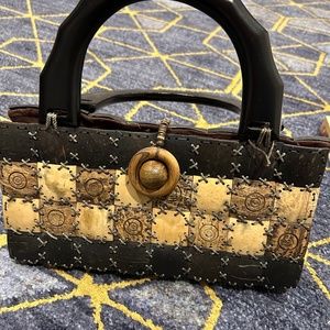 Handmade Coconut Shell Satchel Handbag Like New